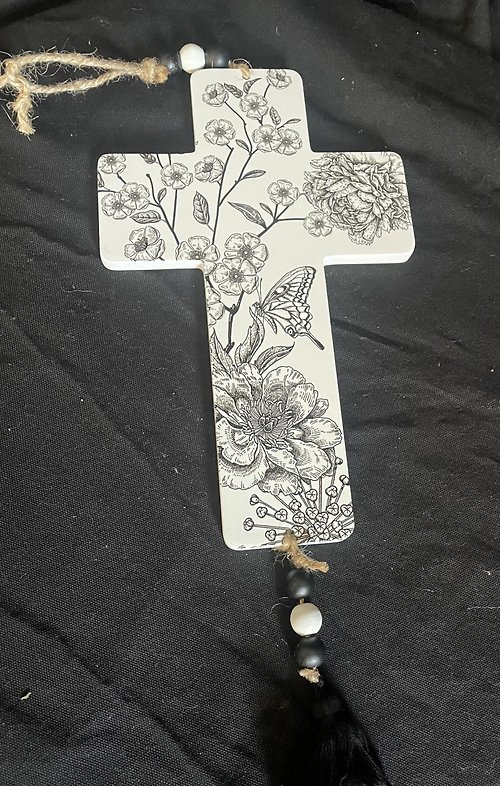 Small Cross with Beads and Tassel