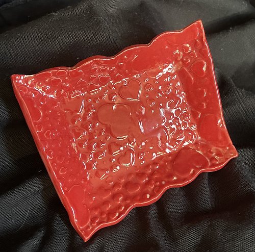 Sunshine Pottery Small Red Rectangular Trinket Tray