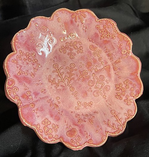 Sunshine Pottery Pink Scalloped Trinket Tray