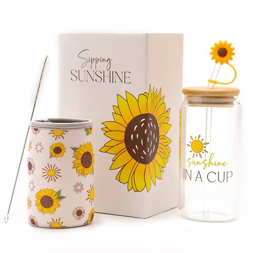 Sunflower Gifts for Women - Glass Tumbler