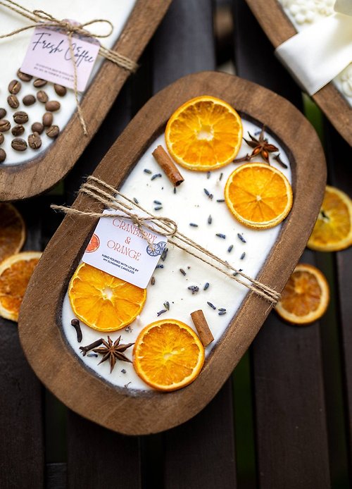 Dough Bowl Candle With Cotton Wicks and Soy Wax/ Orange Bowl