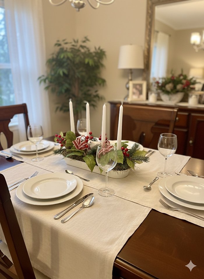 Christmas Centerpiece with Candles- Artificial