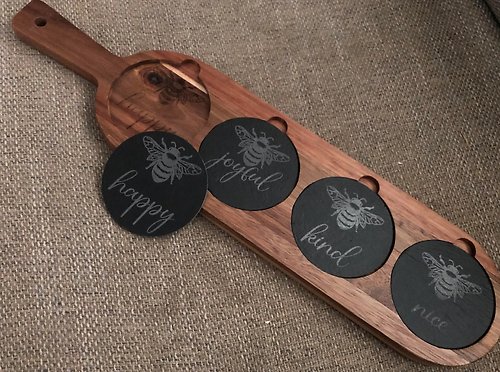 Serving Board with Slate Coasters