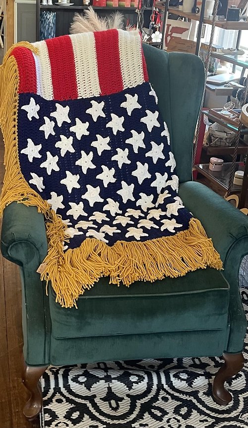 Handmade, American Flag Afghan