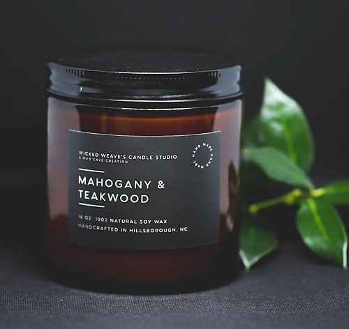 Mahogany Teakwood  Soy Wax Candle, 8oz.